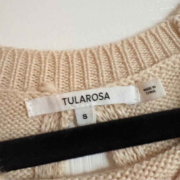 Tularosa Cream Cable-Knit Cropped Tie-Sweater Small - Picture 4 of 7
